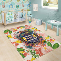 Personalized Hawaii School Club Back To Class Area Rug Retro Tropical Hibiscus Pattern With Open Notebook TS04 - Polynesian Pride