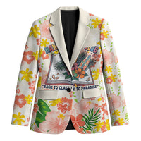 Personalized Hawaii School Club Back To Class Blazer Retro Tropical Hibiscus Pattern With Open Notebook TS04 Unisex White Orange - Polynesian Pride