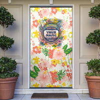 Personalized Hawaii School Club Back To Class Door Cover Retro Tropical Hibiscus Pattern With Open Notebook TS04 White Orange - Polynesian Pride