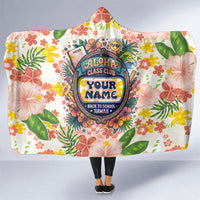 Personalized Hawaii School Club Back To Class Hooded Blanket Retro Tropical Hibiscus Pattern With Open Notebook TS04 One Size White Orange - Polynesian Pride