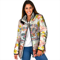 Personalized Hawaii School Club Back To Class Padded Jacket Retro Tropical Hibiscus Pattern With Open Notebook TS04 Women White Orange - Polynesian Pride
