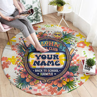 Personalized Hawaii School Club Back To Class Round Carpet Retro Tropical Hibiscus Pattern With Open Notebook TS04 - Polynesian Pride