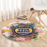 Personalized Hawaii School Club Back To Class Round Carpet Retro Tropical Hibiscus Pattern With Open Notebook TS04 - Polynesian Pride