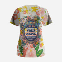 Personalized Hawaii School Club Back To Class Scrub Top Retro Tropical Hibiscus Pattern With Open Notebook TS04 - Polynesian Pride