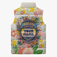 Personalized Hawaii School Club Back To Class Sleeveless Puffer Jacket Retro Tropical Hibiscus Pattern With Open Notebook TS04 - Polynesian Pride