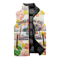 Personalized Hawaii School Club Back To Class Sleeveless Puffer Jacket Retro Tropical Hibiscus Pattern With Open Notebook TS04 - Polynesian Pride