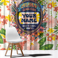 Personalized Hawaii School Club Back To Class Window Curtain Retro Tropical Hibiscus Pattern With Open Notebook TS04 - Polynesian Pride