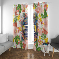 Personalized Hawaii School Club Back To Class Window Curtain Retro Tropical Hibiscus Pattern With Open Notebook TS04 With Grommets White Orange - Polynesian Pride