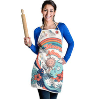 Personalized Hawaii Back To School Apron Retro Rainbow Sun with Tropical Hibiscus Flowers TS04 - Polynesian Pride