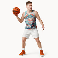 Personalized Hawaii Back To School Basketball Jersey Retro Rainbow Sun with Tropical Hibiscus Flowers TS04 - Polynesian Pride