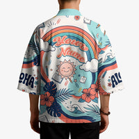 Personalized Hawaii Back To School Kimono Retro Rainbow Sun with Tropical Hibiscus Flowers TS04 - Polynesian Pride