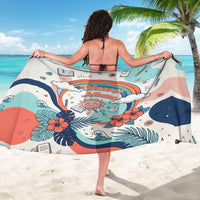 Personalized Hawaii Back To School Sarong Retro Rainbow Sun with Tropical Hibiscus Flowers TS04 - Polynesian Pride