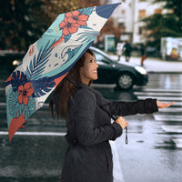 Personalized Hawaii Back To School Umbrella Retro Rainbow Sun with Tropical Hibiscus Flowers TS04 - Polynesian Pride