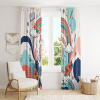 Personalized Hawaii Back To School Window Curtain Retro Rainbow Sun with Tropical Hibiscus Flowers TS04 - Polynesian Pride