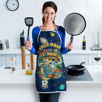 Personalized Hawaii Back To School Aloha Learning Apron Retro Rainbow open Notebook with Pineapple and Hibiscus Flowers TS04 - Polynesian Pride