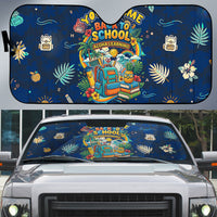 Personalized Hawaii Back To School Aloha Learning Auto Sun Shade Retro Rainbow open Notebook with Pineapple and Hibiscus Flowers TS04 Blue - Polynesian Pride