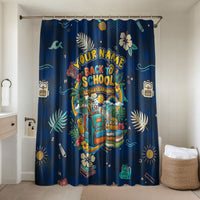 Personalized Hawaii Back To School Aloha Learning Bathroom Set Retro Rainbow open Notebook with Pineapple and Hibiscus Flowers TS04 Shower Curtain Only Blue - Polynesian Pride