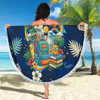 Personalized Hawaii Back To School Aloha Learning Beach Blanket Retro Rainbow open Notebook with Pineapple and Hibiscus Flowers TS04 - Polynesian Pride