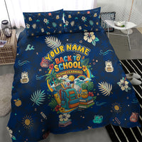 Personalized Hawaii Back To School Aloha Learning Bedding Set Retro Rainbow open Notebook with Pineapple and Hibiscus Flowers TS04 - Polynesian Pride
