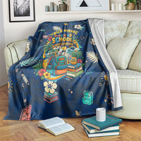 Personalized Hawaii Back To School Aloha Learning Blanket Retro Rainbow open Notebook with Pineapple and Hibiscus Flowers TS04 Blue - Polynesian Pride