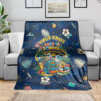Personalized Hawaii Back To School Aloha Learning Blanket Retro Rainbow open Notebook with Pineapple and Hibiscus Flowers TS04 - Polynesian Pride