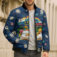 Personalized Hawaii Back To School Aloha Learning Bomber Puffer Jacket Retro Rainbow open Notebook with Pineapple and Hibiscus Flowers TS04 - Polynesian Pride