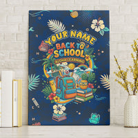 Personalized Hawaii Back To School Aloha Learning Canvas Wall Art Retro Rainbow open Notebook with Pineapple and Hibiscus Flowers TS04 Without Frame Blue - Polynesian Pride