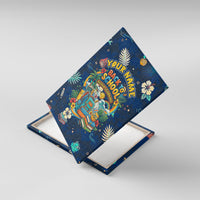 Personalized Hawaii Back To School Aloha Learning Canvas Wall Art Retro Rainbow open Notebook with Pineapple and Hibiscus Flowers TS04 With Frame Blue - Polynesian Pride