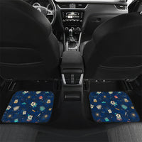 Personalized Hawaii Back To School Aloha Learning Car Mats Retro Rainbow open Notebook with Pineapple and Hibiscus Flowers TS04 Set 2pcs - Back Blue - Polynesian Pride