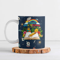 Personalized Hawaii Back To School Aloha Learning Ceramic Mug Retro Rainbow open Notebook with Pineapple and Hibiscus Flowers TS04 Blue - Polynesian Pride