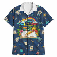 Personalized Hawaii Back To School Aloha Learning Hawaiian Shirt Retro Rainbow open Notebook with Pineapple and Hibiscus Flowers TS04 Blue - Polynesian Pride