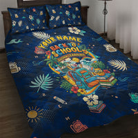 Personalized Hawaii Back To School Aloha Learning Quilt Bed Set Retro Rainbow open Notebook with Pineapple and Hibiscus Flowers TS04 Blue - Polynesian Pride