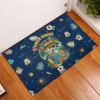 Personalized Hawaii Back To School Aloha Learning Rubber Doormat Retro Rainbow open Notebook with Pineapple and Hibiscus Flowers TS04 - Polynesian Pride