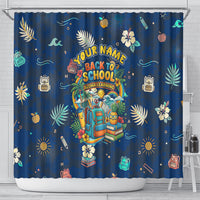 Personalized Hawaii Back To School Aloha Learning Shower Curtain Retro Rainbow open Notebook with Pineapple and Hibiscus Flowers TS04 - Polynesian Pride