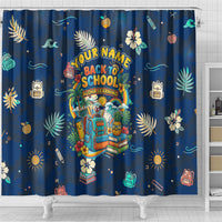 Personalized Hawaii Back To School Aloha Learning Shower Curtain Retro Rainbow open Notebook with Pineapple and Hibiscus Flowers TS04 - Polynesian Pride