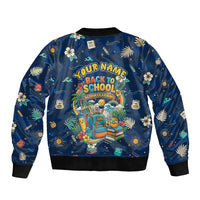 Personalized Hawaii Back To School Aloha Learning Sleeve Zip Bomber Jacket Retro Rainbow open Notebook with Pineapple and Hibiscus Flowers TS04 - Polynesian Pride