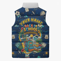 Personalized Hawaii Back To School Aloha Learning Sleeveless Puffer Jacket Retro Rainbow open Notebook with Pineapple and Hibiscus Flowers TS04 - Polynesian Pride