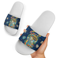 Personalized Hawaii Back To School Aloha Learning Slide Sandals Retro Rainbow open Notebook with Pineapple and Hibiscus Flowers TS04 - Polynesian Pride
