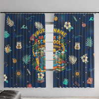 Personalized Hawaii Back To School Aloha Learning Window Curtain Retro Rainbow open Notebook with Pineapple and Hibiscus Flowers TS04 With Hooks Blue - Polynesian Pride