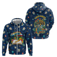 Personalized Hawaii Back To School Aloha Learning Zip Hoodie Retro Rainbow open Notebook with Pineapple and Hibiscus Flowers TS04 - Polynesian Pride