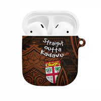 Straight Outta Kadavu Fiji AirPods Case Tribal Polynesian Tattoo Coat Of Arms Flag TS04 Brown Black - Polynesian Pride