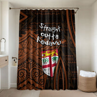 Straight Outta Kadavu Fiji Bathroom Set Tribal Polynesian Tattoo Coat Of Arms Flag TS04 Shower Curtain Only Brown Black - Polynesian Pride