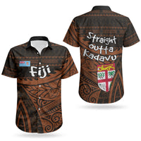 Straight Outta Kadavu Fiji Couples Matching Summer Maxi Dress and Hawaiian Shirt Tribal Polynesian Tattoo Coat Of Arms Flag TS04 - Polynesian Pride