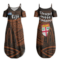 Straight Outta Kadavu Fiji Couples Matching Summer Maxi Dress and Hawaiian Shirt Tribal Polynesian Tattoo Coat Of Arms Flag TS04 - Polynesian Pride