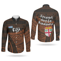 Straight Outta Kadavu Fiji Couples Matching Tank Maxi Dress and Long Sleeve Button Shirt Tribal Polynesian Tattoo Coat Of Arms Flag TS04 - Polynesian Pride