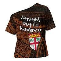 Straight Outta Kadavu Fiji Cross Shoulder Shirt Tribal Polynesian Tattoo Coat Of Arms Flag TS04 - Polynesian Pride