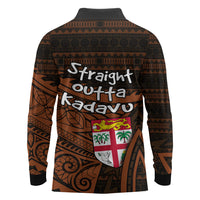 Straight Outta Kadavu Fiji Long Sleeve Polo Shirt Tribal Polynesian Tattoo Coat Of Arms Flag TS04 - Polynesian Pride