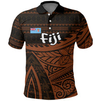 Straight Outta Kadavu Fiji Polo Shirt Tribal Polynesian Tattoo Coat Of Arms Flag TS04 Brown Black - Polynesian Pride