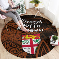 Straight Outta Kadavu Fiji Round Carpet Tribal Polynesian Tattoo Coat Of Arms Flag TS04 - Polynesian Pride
