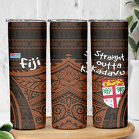 Straight Outta Kadavu Fiji Skinny Tumbler Tribal Polynesian Tattoo Coat Of Arms Flag TS04 - Polynesian Pride